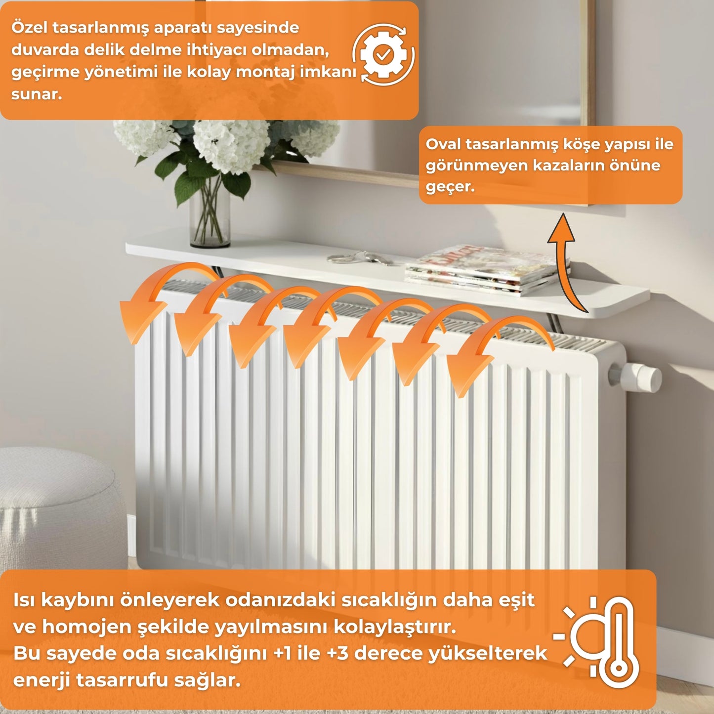 Radyatör Üstü Raf (120 cm)