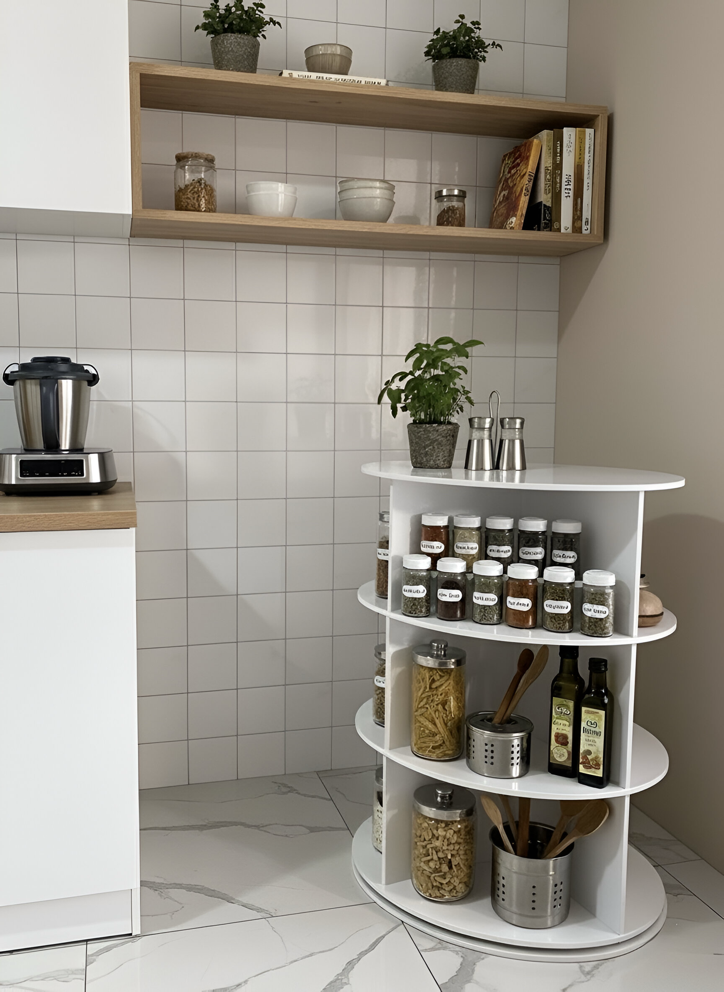 360 Derece Döner Köşe Standı | Çok Katlı Çanta, Ayakkabı, Saat ve Kozmetik Organizeri (70cm)